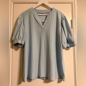 Light Blue Eyelet Shirt